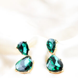 Q. Charlene-gold and green bridal drop earrings