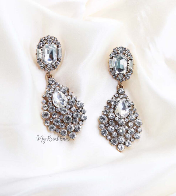 Q.JANE Gold- luxury bridal baroque vintage statement earrings - My Roial Ears LTD