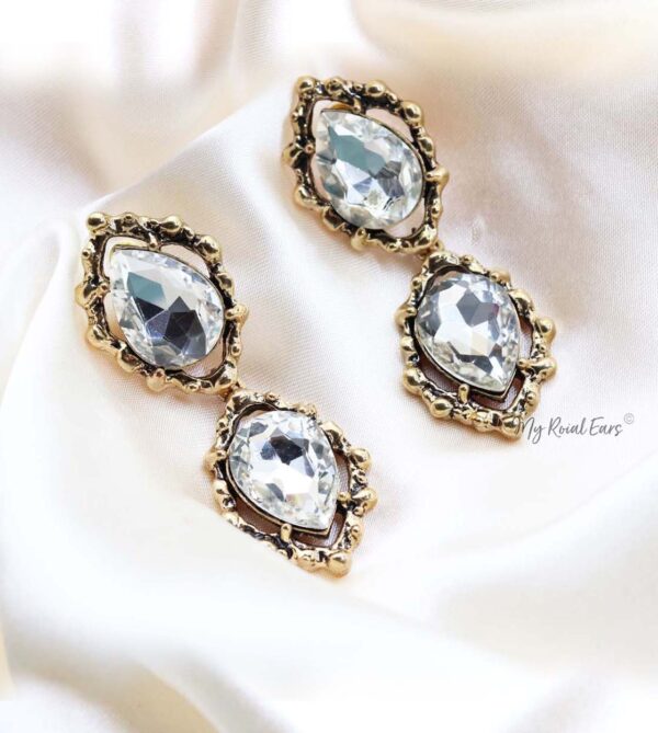 Q.KATE-exquisite antique gold plated crystal earrings - My Roial Ears LTD