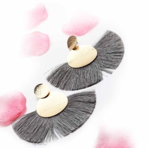 Annual Delphinium- gold and grey tassel earrings - My Roial Ears LTD