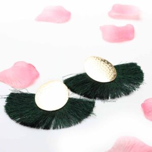 Blue Passion Green- golden egg shaped tassel earrings - My Roial Ears LTD