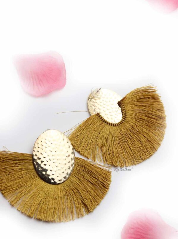 Blue Passion- golden egg shaped tassel earrings - My Roial Ears LTD