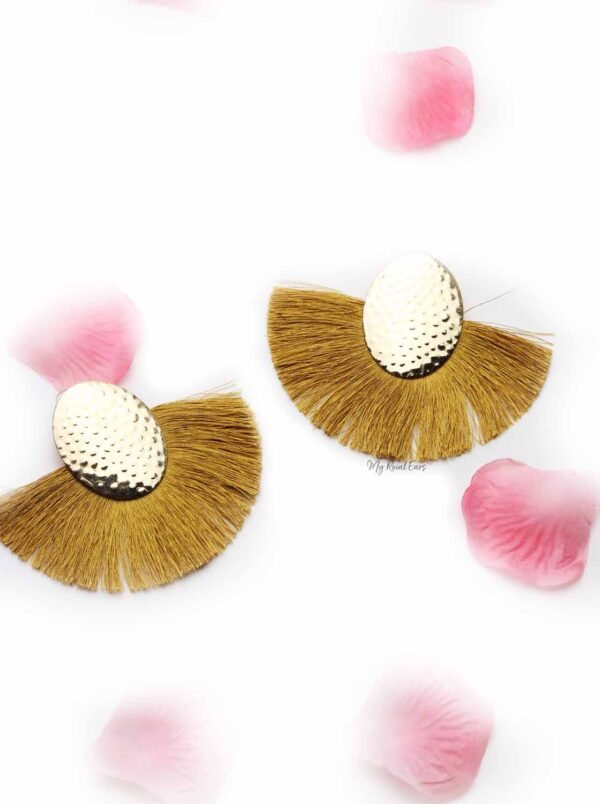 Blue Passion- golden egg shaped tassel earrings - My Roial Ears LTD