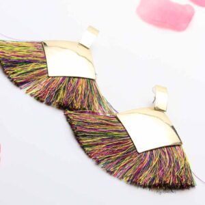 Chrysanthemum- gold multi colour tassel earrings - My Roial Ears LTD