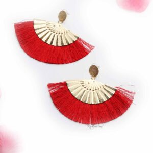 Gaillardia Aristata- golden fan statement tassel earrings - My Roial Ears LTD