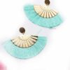 Gaillardia Aristata Green- golden fan statement tassel earrings - My Roial Ears LTD