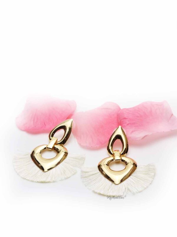 Cosmos-cute cream tassel earrings - My Roial Ears LTD