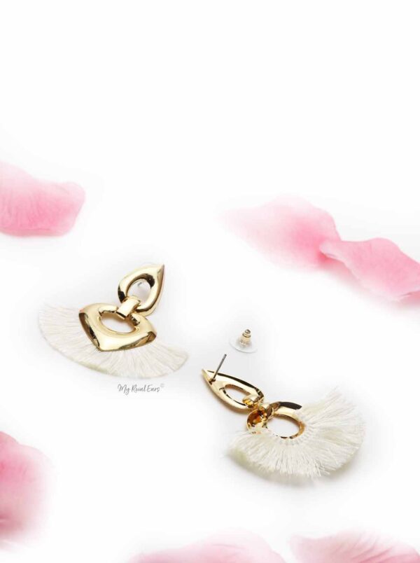 Cosmos-cute cream tassel earrings - My Roial Ears LTD