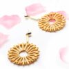 Blood Lily-wooden hoop drop earrings - My Roial Ears LTD