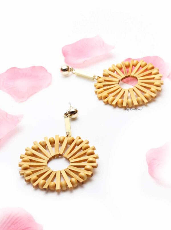 Blood Lily-wooden hoop drop earrings - My Roial Ears LTD