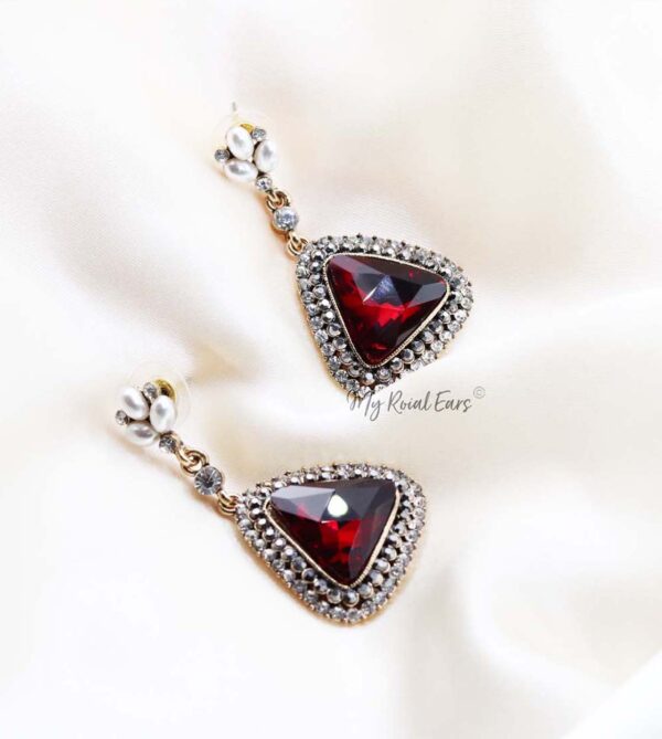 Q.LOUISE-sophisticated triangular dangle drop bridal earrings - My Roial Ears LTD