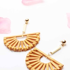 Decorative Dahlia-wooden fan shaped earrings - My Roial Ears LTD