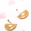 Decorative Dahlia-wooden fan shaped earrings - My Roial Ears LTD