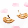 Decorative Dahlia-wooden fan shaped earrings - My Roial Ears LTD