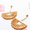 Decorative Dahlia-wooden fan shaped earrings - My Roial Ears LTD
