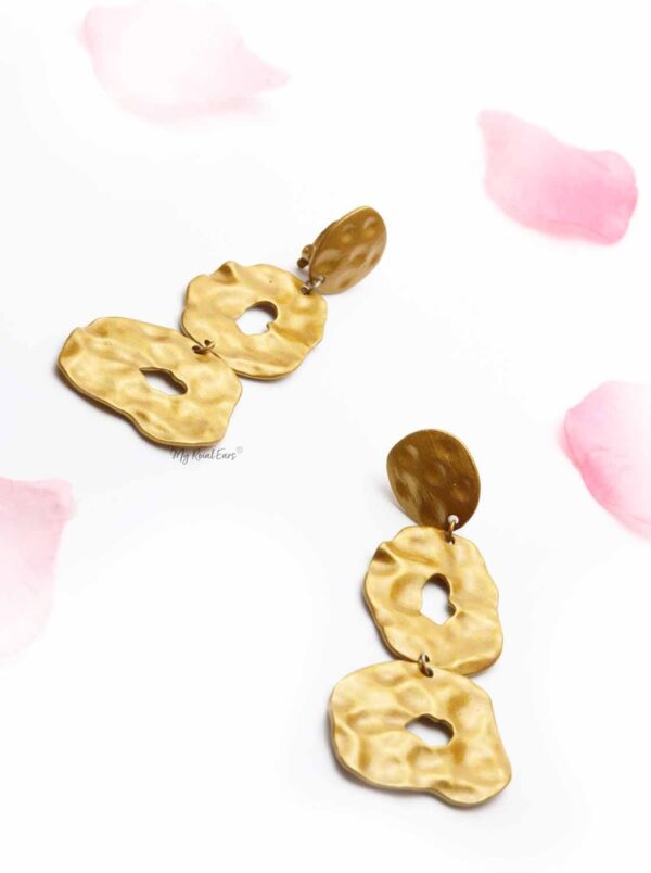 Ipomoea Indica- clipon gold statement drop earrings - My Roial Ears LTD