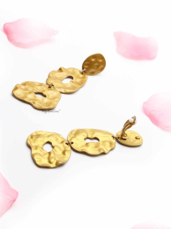 Ipomoea Indica- clipon gold statement drop earrings - My Roial Ears LTD
