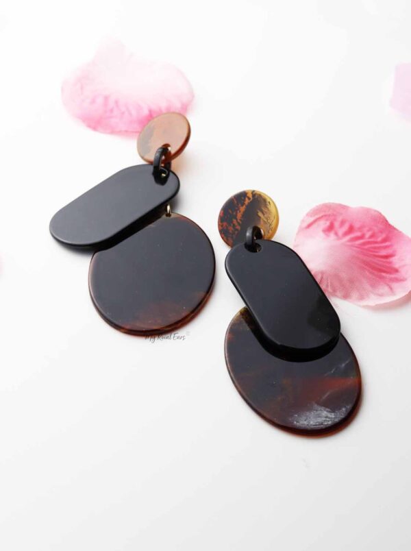 Etlingera-brown acrylic drop statement earrings - My Roial Ears LTD
