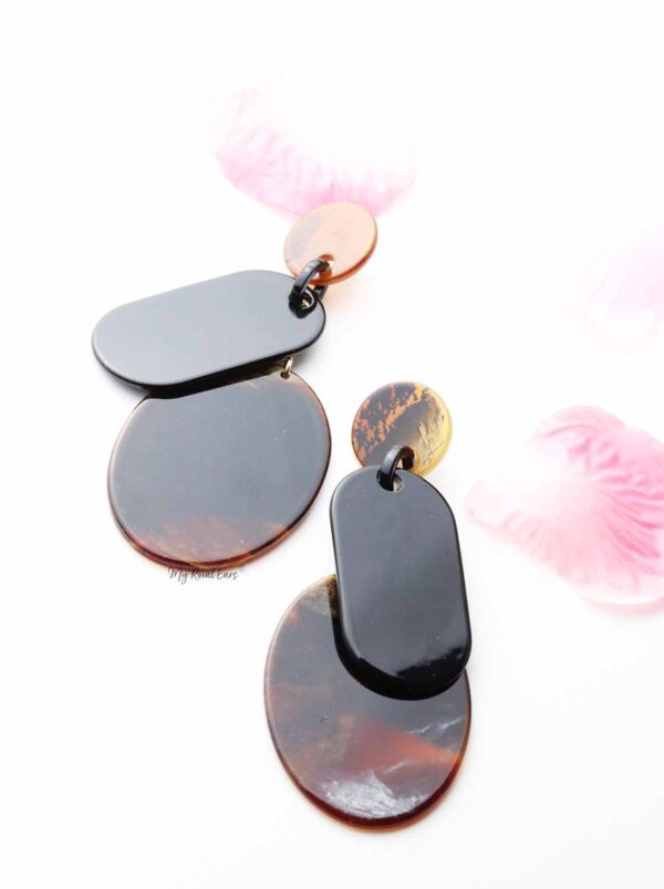 Etlingera-brown acrylic drop statement earrings - My Roial Ears LTD