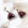 Q.LOUISE-sophisticated triangular dangle drop bridal earrings - My Roial Ears LTD