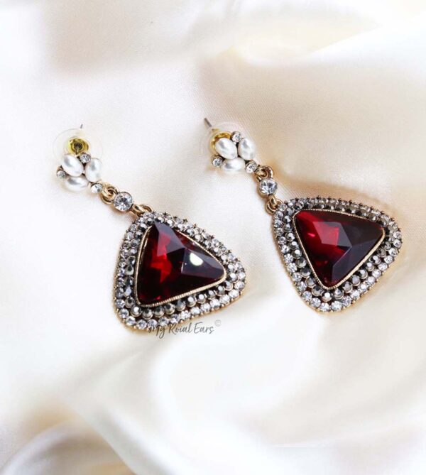 Q.LOUISE-sophisticated triangular dangle drop bridal earrings - My Roial Ears LTD