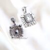 Q.NOOR-handmade rectangle glass bridal drop earrings - My Roial Ears LTD