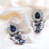 Q.OLGA-stunning blue glass crystal bridal earrings - My Roial Ears LTD