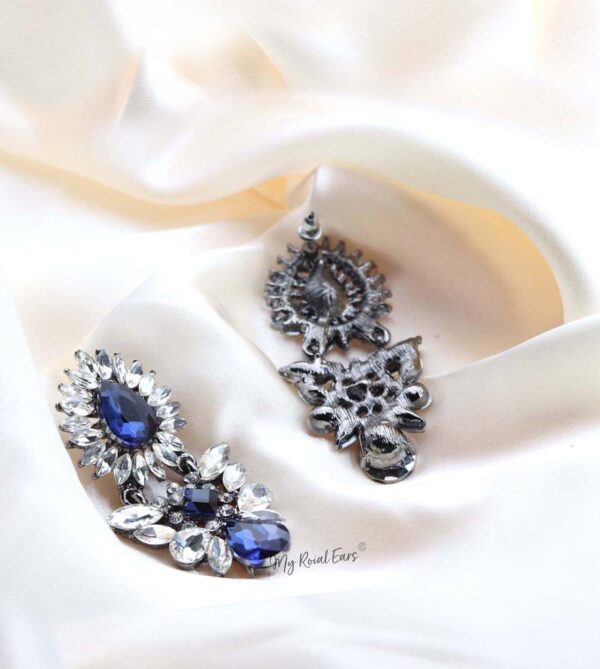 Q.OLGA-stunning blue glass crystal bridal earrings - My Roial Ears LTD
