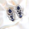 Q.OLGA-stunning blue glass crystal bridal earrings - My Roial Ears LTD