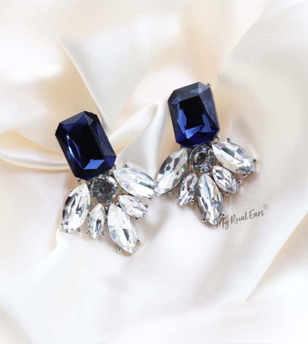 Q.ROSE-royal sapphire blue bridal stud earring - My Roial Ears LTD
