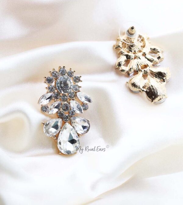 Q.SAVANNAH Stud-gold plated glass crystal bridal stud earrings - My Roial Ears LTD