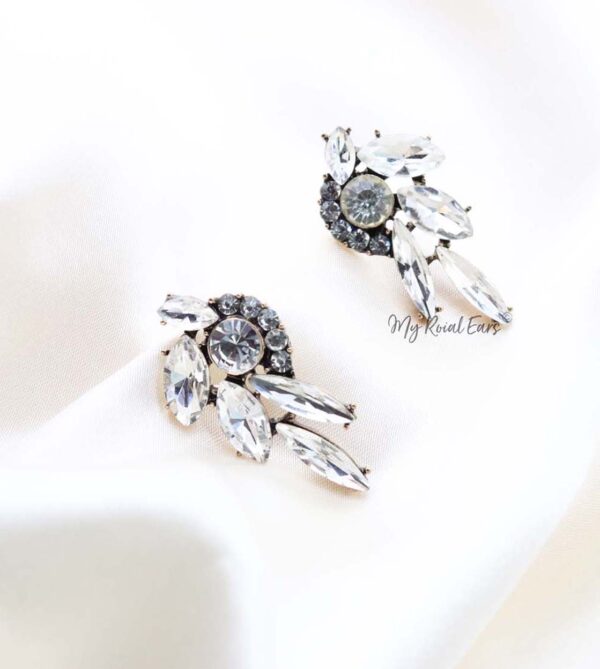 Q.THYRA-glass crystal geometric bridal statement stud - My Roial Ears LTD