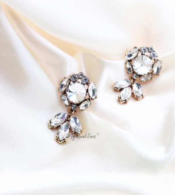 Q.URSULA- handmade elegance drop statement bridal stud earrings - My Roial Ears LTD