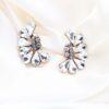 Q.VICTORIA-modern geometric clear crystal bridal stud earrings - My Roial Ears LTD