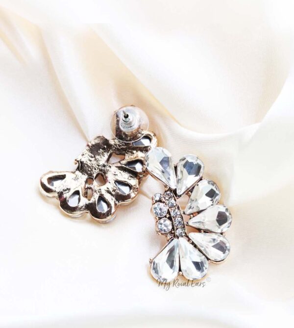 Q.VICTORIA-modern geometric clear crystal bridal stud earrings - My Roial Ears LTD