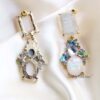 Q WANDA-imperial multi colored crystal pebble bridal earrings - My Roial Ears LTD