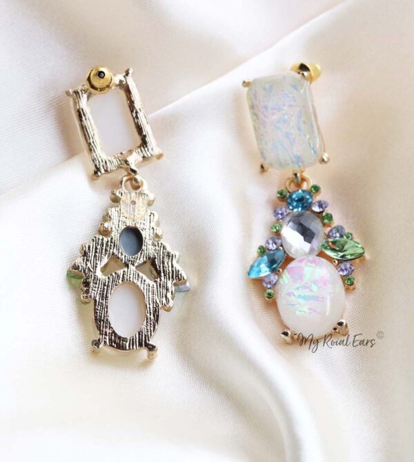 Q WANDA-imperial multi colored crystal pebble bridal earrings - My Roial Ears LTD