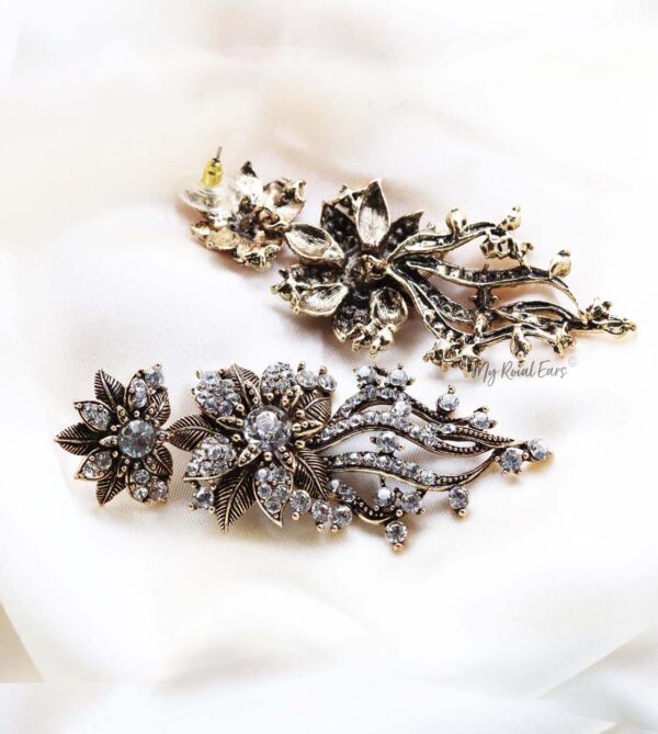 Q.XENIA-vintage baroque flower statement drop bridal earrings - My Roial Ears LTD