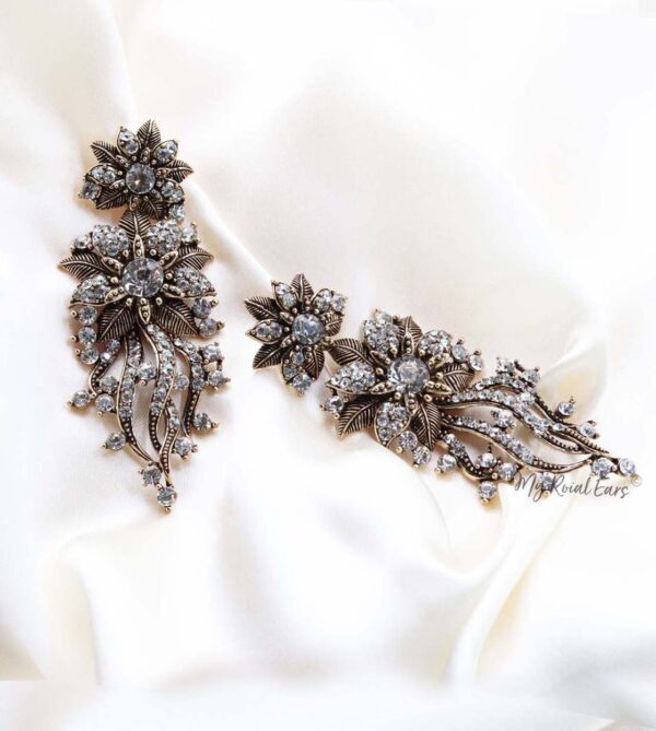 Q.XENIA-vintage baroque flower statement drop bridal earrings - My Roial Ears LTD