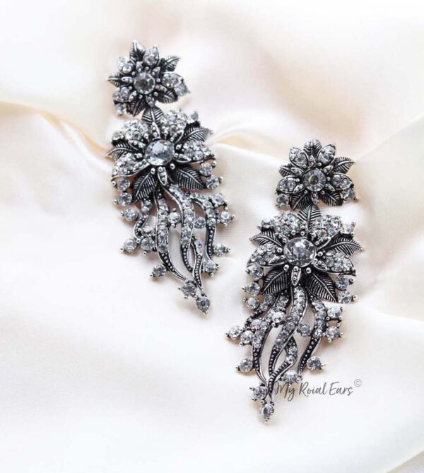 Q.XENIA-vintage baroque flower statement drop bridal earrings - My Roial Ears LTD