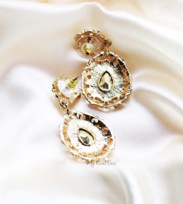 Q.YASMIN-golden elegance bridal drop earrings - My Roial Ears LTD
