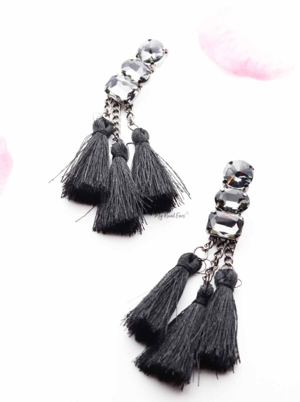 Dahlia RED- fashion chain drop tassel earrings - Image 5