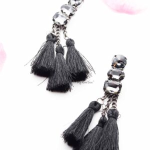 Dahlia Black- fashion chain drop tassel earrings