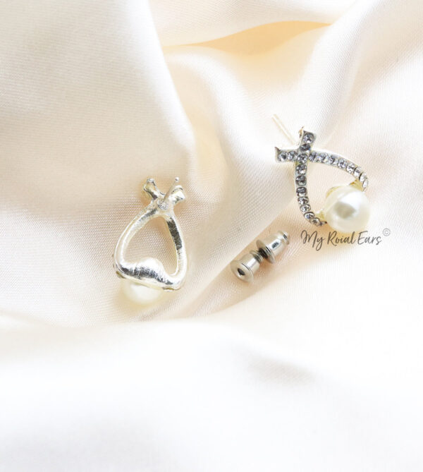 Q.Yasmin Stud-stunning statement rhinestone pearl bridal stud earrings - My Roial Ears LTD