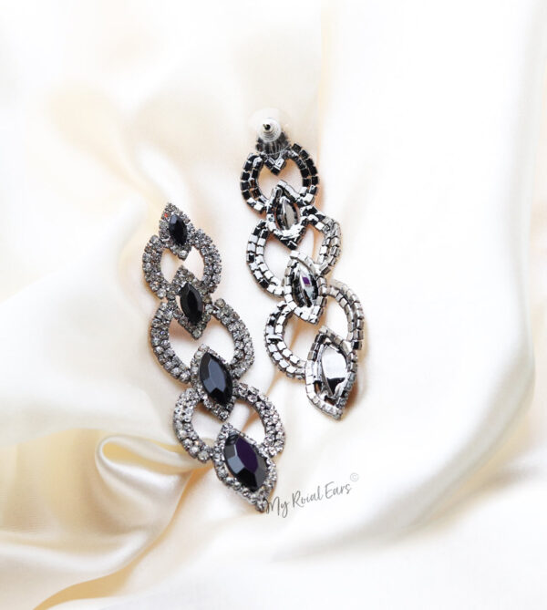 Q.Savannah-long crystal statement drop earrings - My Roial Ears LTD