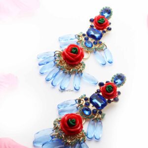 Foxglove Blue-tassel statement drop earrings - My Roial Ears LTD