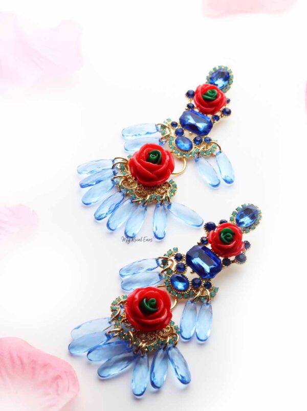 Foxglove Blue-tassel statement drop earrings - My Roial Ears LTD