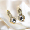 Q.Mia-luxurious gold-plated crystal stone drop bridal earrings - My Roial Ears LTD