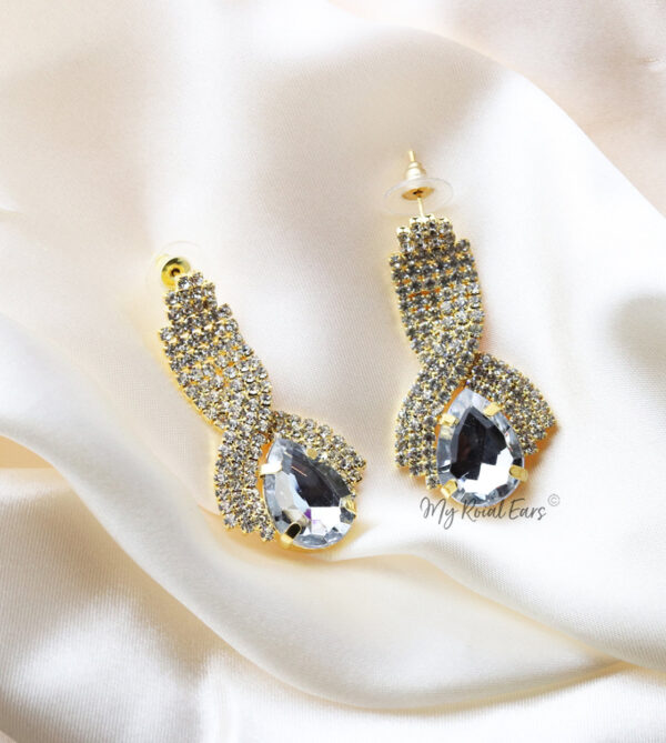 Q.Mia-luxurious gold-plated crystal stone drop bridal earrings - My Roial Ears LTD