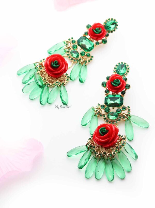 Foxglove Green-tassel statement drop earrings - My Roial Ears LTD